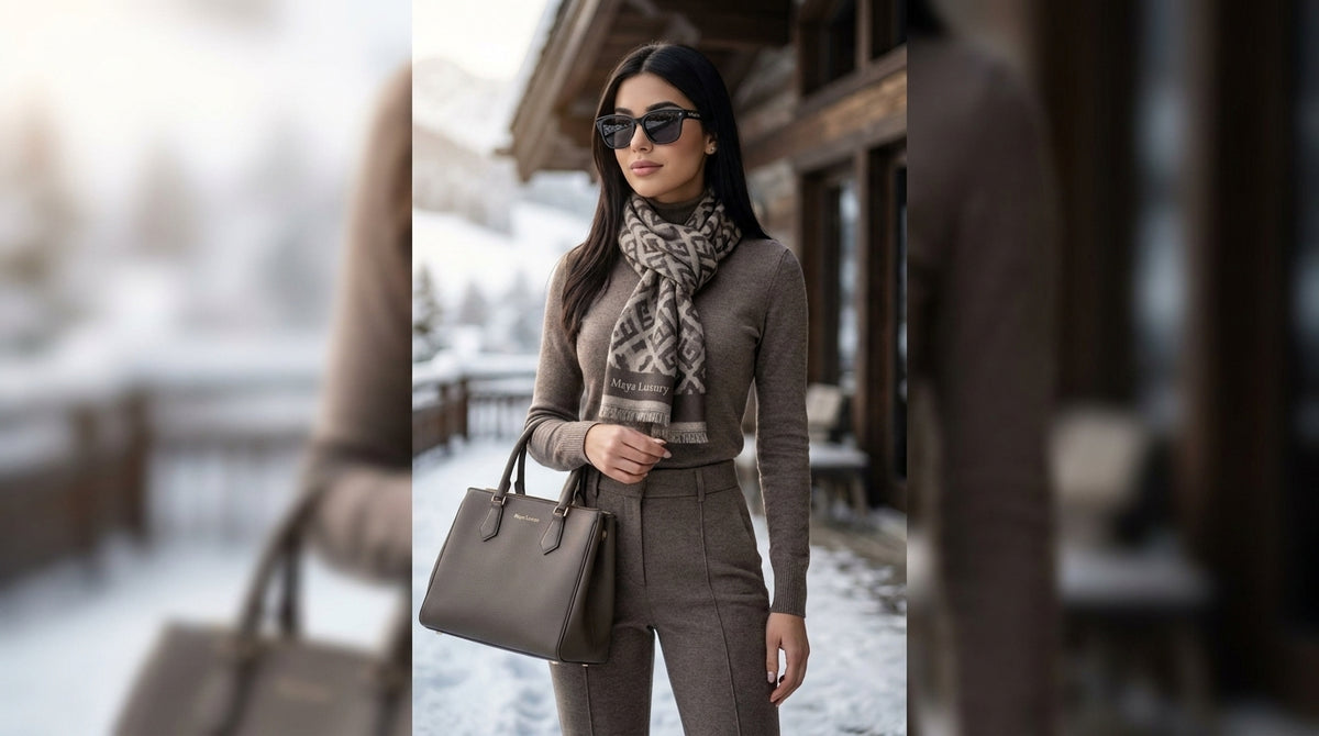 Kit Maya Luxury Inverno – Blusa, Calça, Cachecol, Bolsa e Óculos 🖤✨